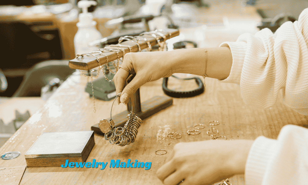 Jewelry making at home, a fun and creative hobby for women at home, designing handmade necklaces and bracelets.