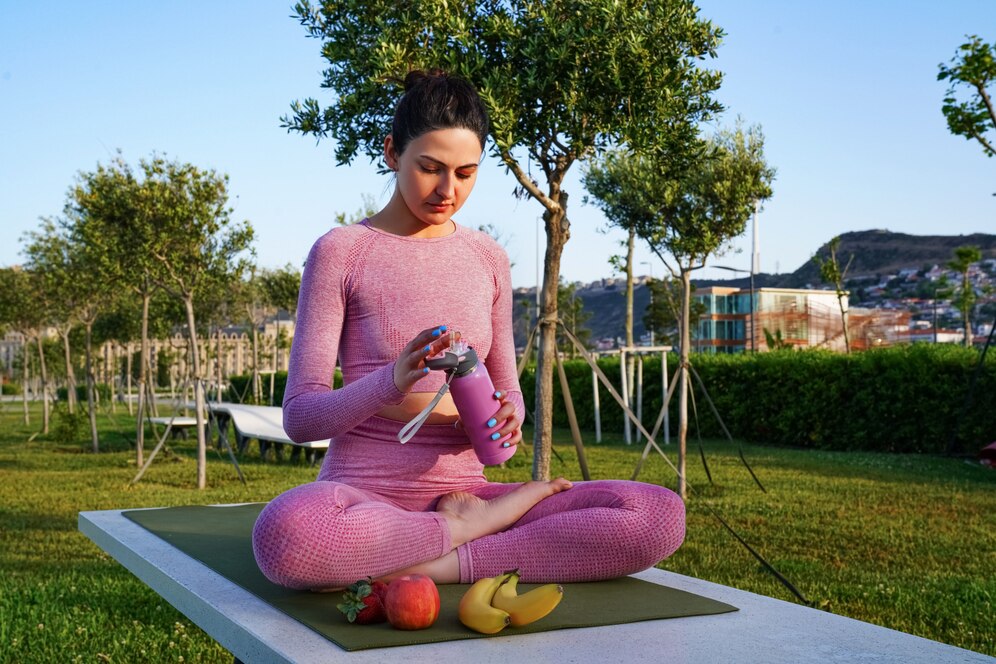 "Yoga and meditation – great hobbies for women to relax, reduce stress, and improve well-being."