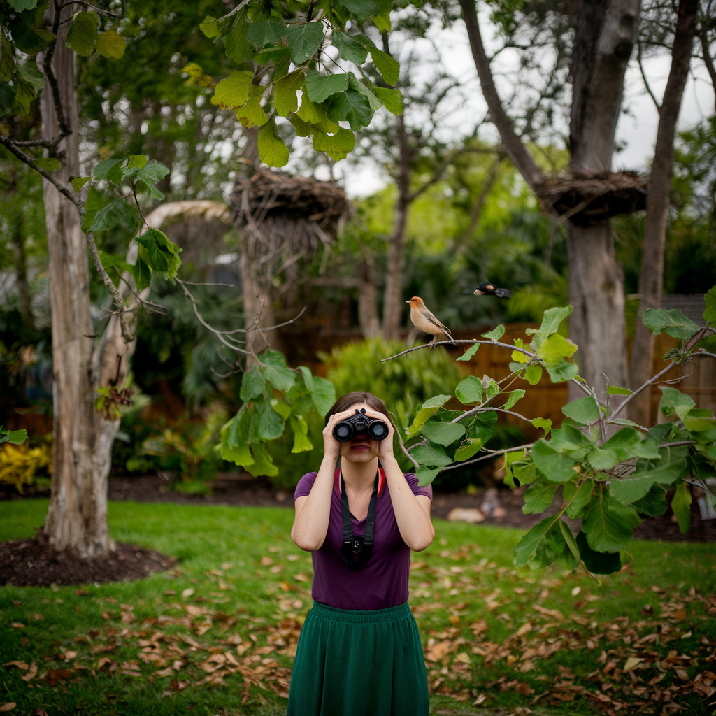 peaceful winter hobbies for women – backyard birdwatching for relaxation and connecting with nature.