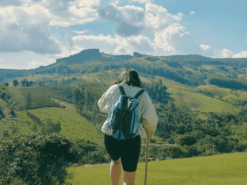 Walking and hiking as healthy and energizing hobbies for women in their 40s in nature