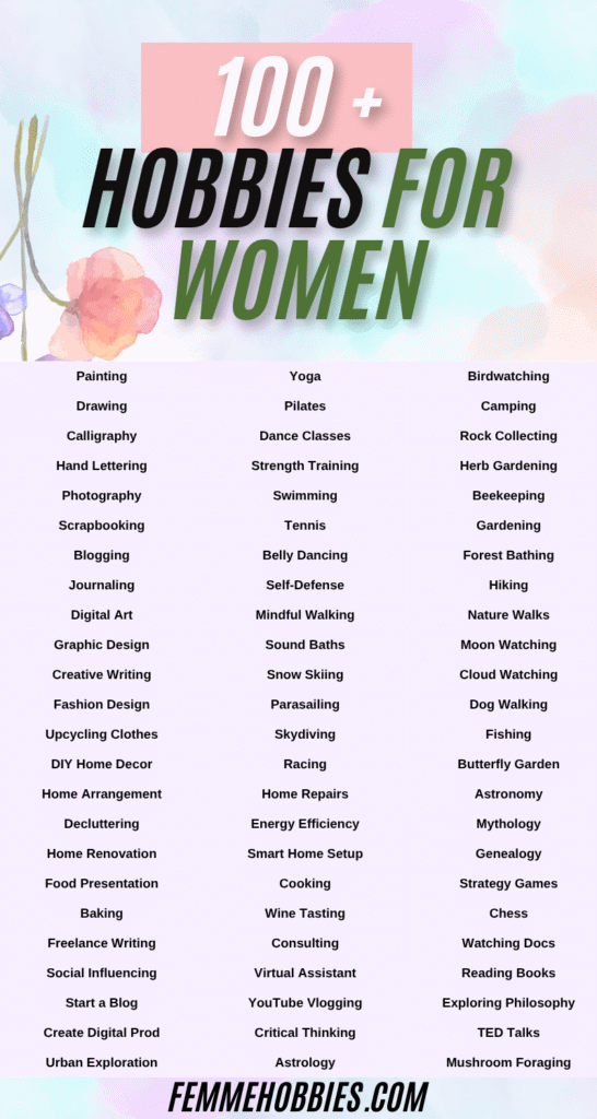 list of hobbies for women