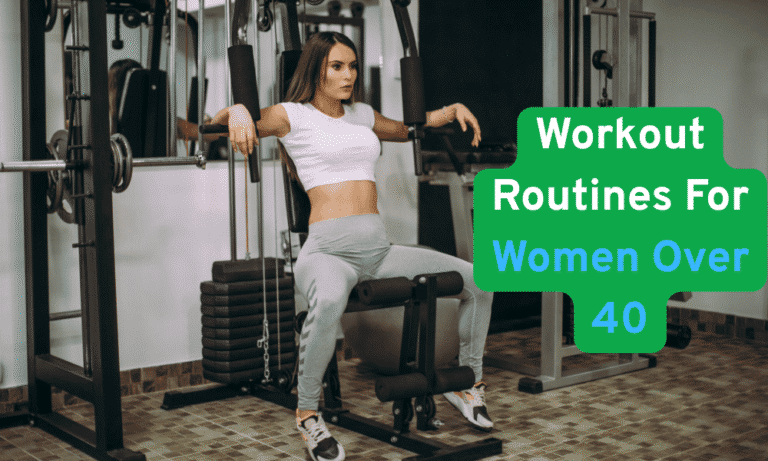 Confident woman in her 40s doing strength training at the gym, representing effective Workout Routines For Women Over 40.
