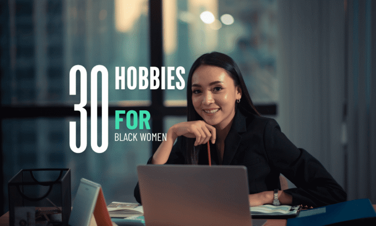 Black woman enjoying a creative hobby at home, symbolizing empowerment, culture, and self-care — hobbies for Black women.