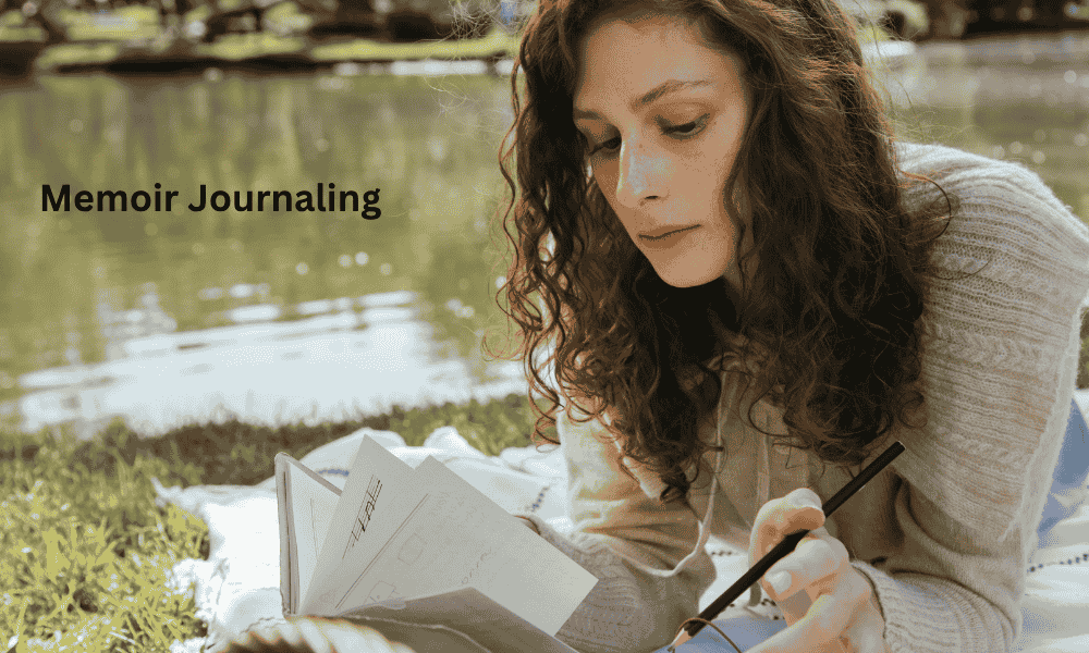 Woman writing in a journal to document life memories