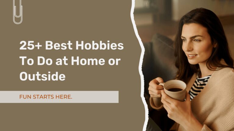 A woman enjoying coffee and relaxing at home while engaging in hobbies to do like journaling and reading in a cozy space