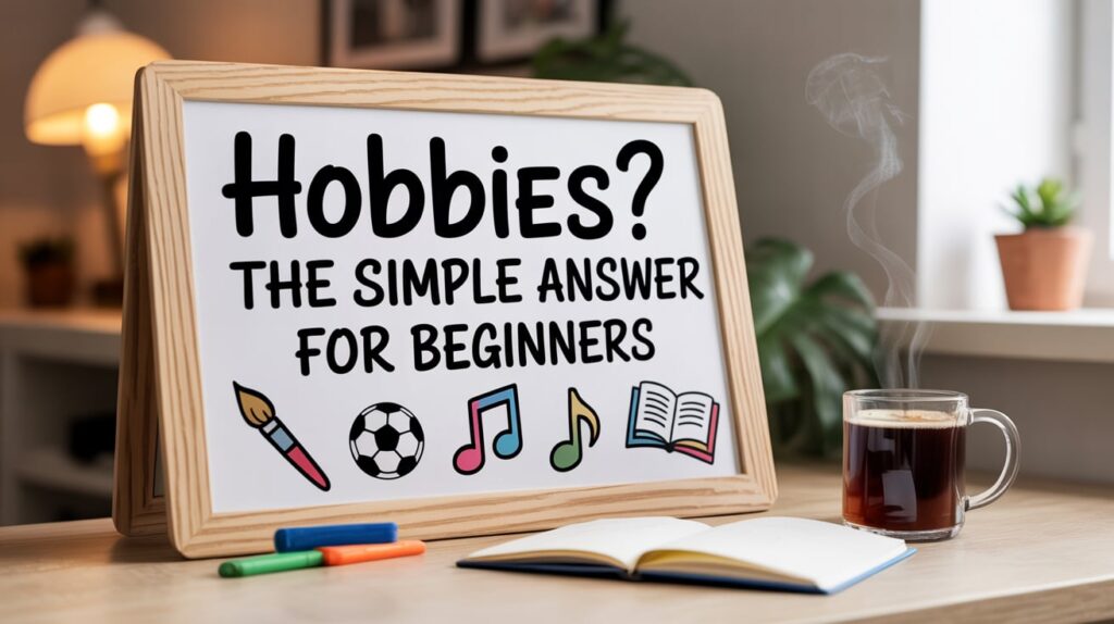 What is the hobbies? The simple answer for beginners shown on a book cover about hobbies and examples.