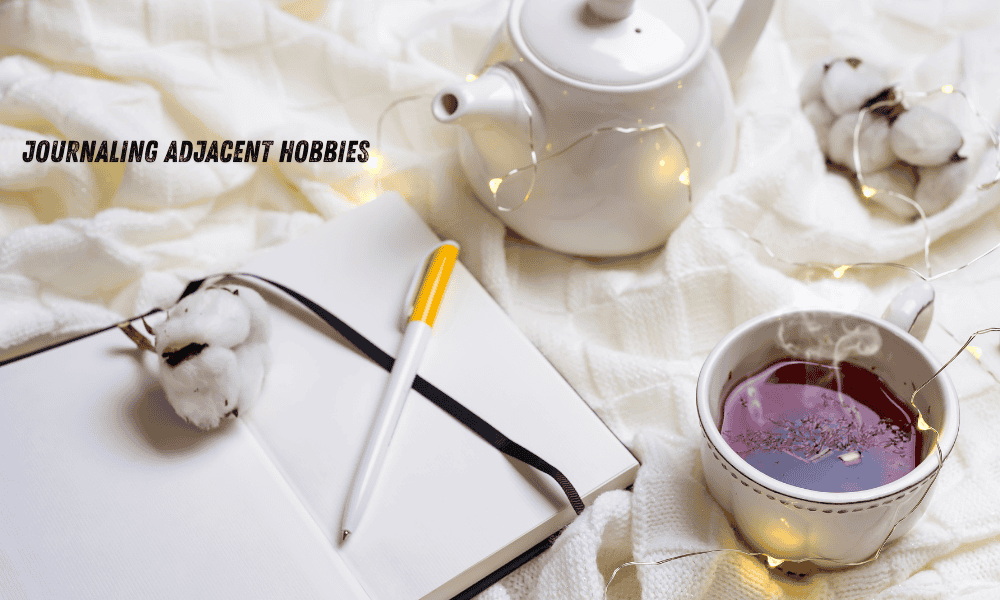 A cozy journaling setup with a notebook, pen, and a cup of coffee, perfect for journaling and adjacent hobbies.
