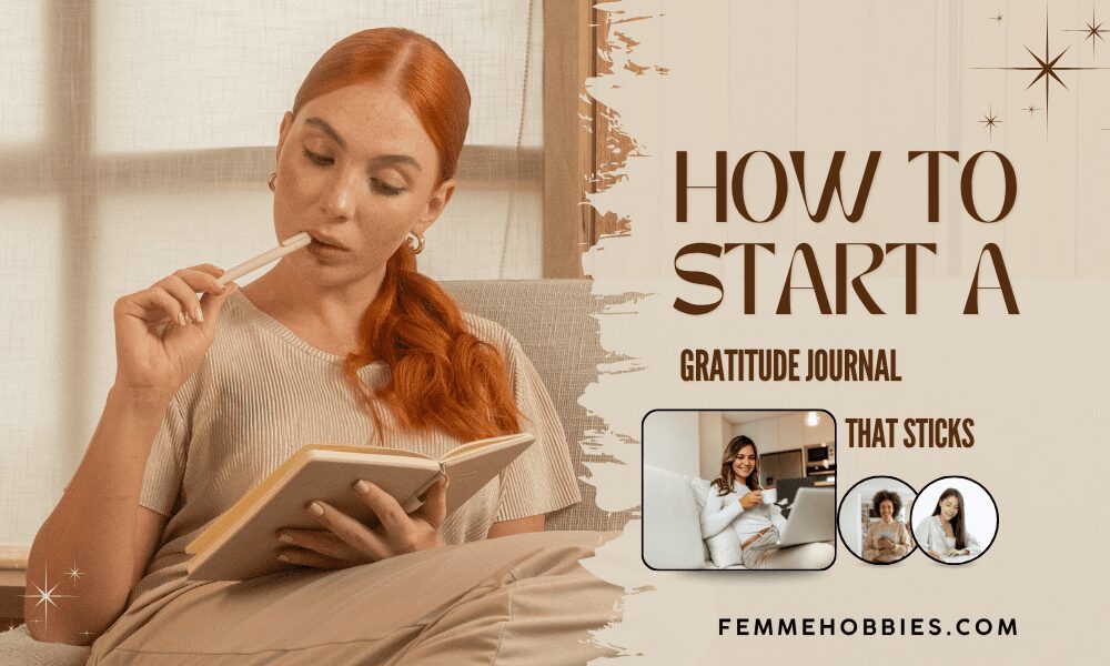 Woman thoughtfully writing in her Gratitude Journal at home, reflecting on daily moments of thankfulness.