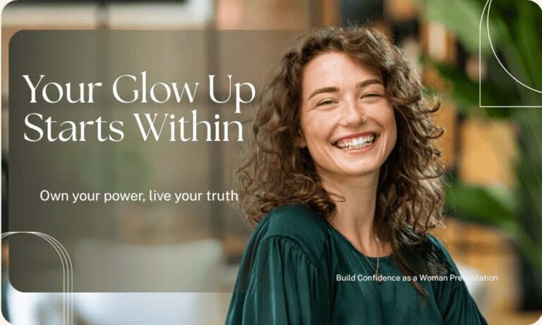 Confident woman smiling in natural light, symbolizing inner growth and self-love — representing a glow up that starts within.
