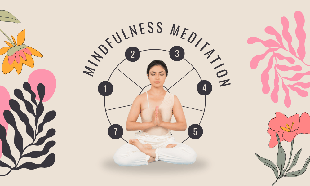 Woman practicing mindfulness meditation at home surrounded by candles and plants, symbolizing calm, focus, and the power of the present moment.