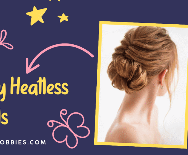 Woman with soft, elegant heatless curls styled in a loose bun, showcasing a natural no-heat curling method.