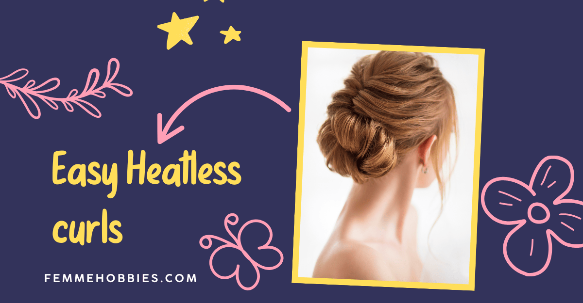 Woman with soft, elegant heatless curls styled in a loose bun, showcasing a natural no-heat curling method.