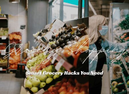 Woman grocery shopping with a list, learning how to save money at the grocery store by choosing smart options.