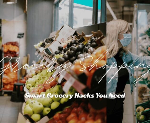 Woman grocery shopping with a list, learning how to save money at the grocery store by choosing smart options.