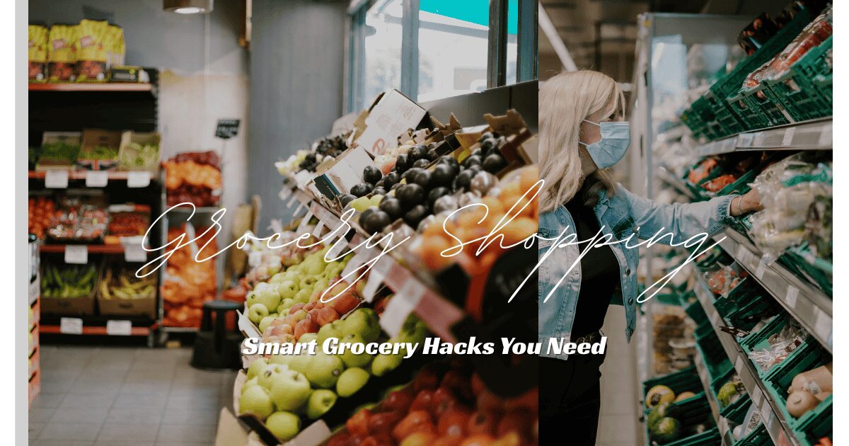 Woman grocery shopping with a list, learning how to save money at the grocery store by choosing smart options.