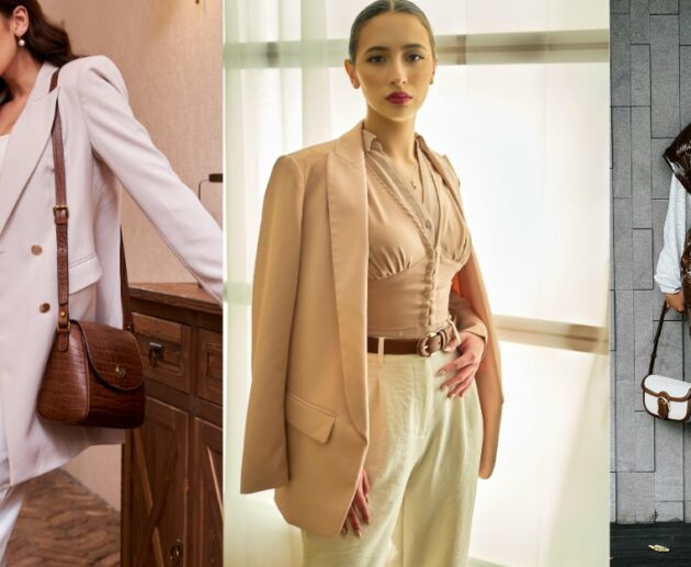 Cute spring outfits featuring neutral blazers, light layers, and chic casual looks styled with soft pastels and modern accessories.