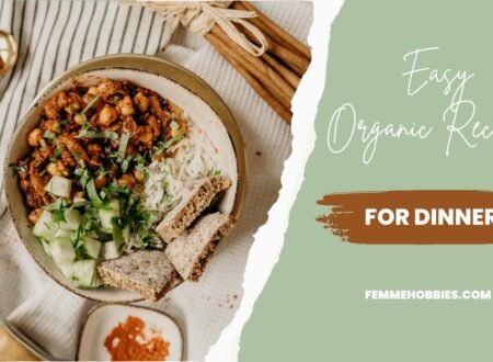 A bowl of organic chickpea curry served with rice, fresh cucumbers, and bread on a rustic table — perfect for easy dinner recipes.