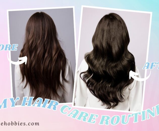 Before and after comparison showing fine hair transformation with my hair care routine