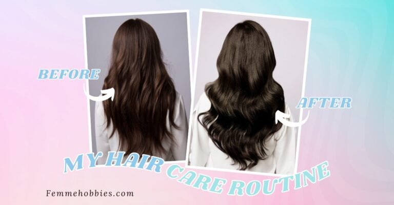 Before and after comparison showing fine hair transformation with my hair care routine